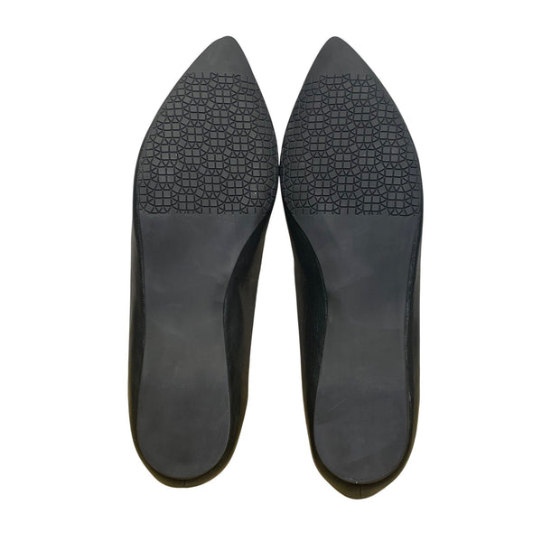 Audrey Brooke Women’s Black Leather Cici Taper Toe Flat Shoes Size 8M