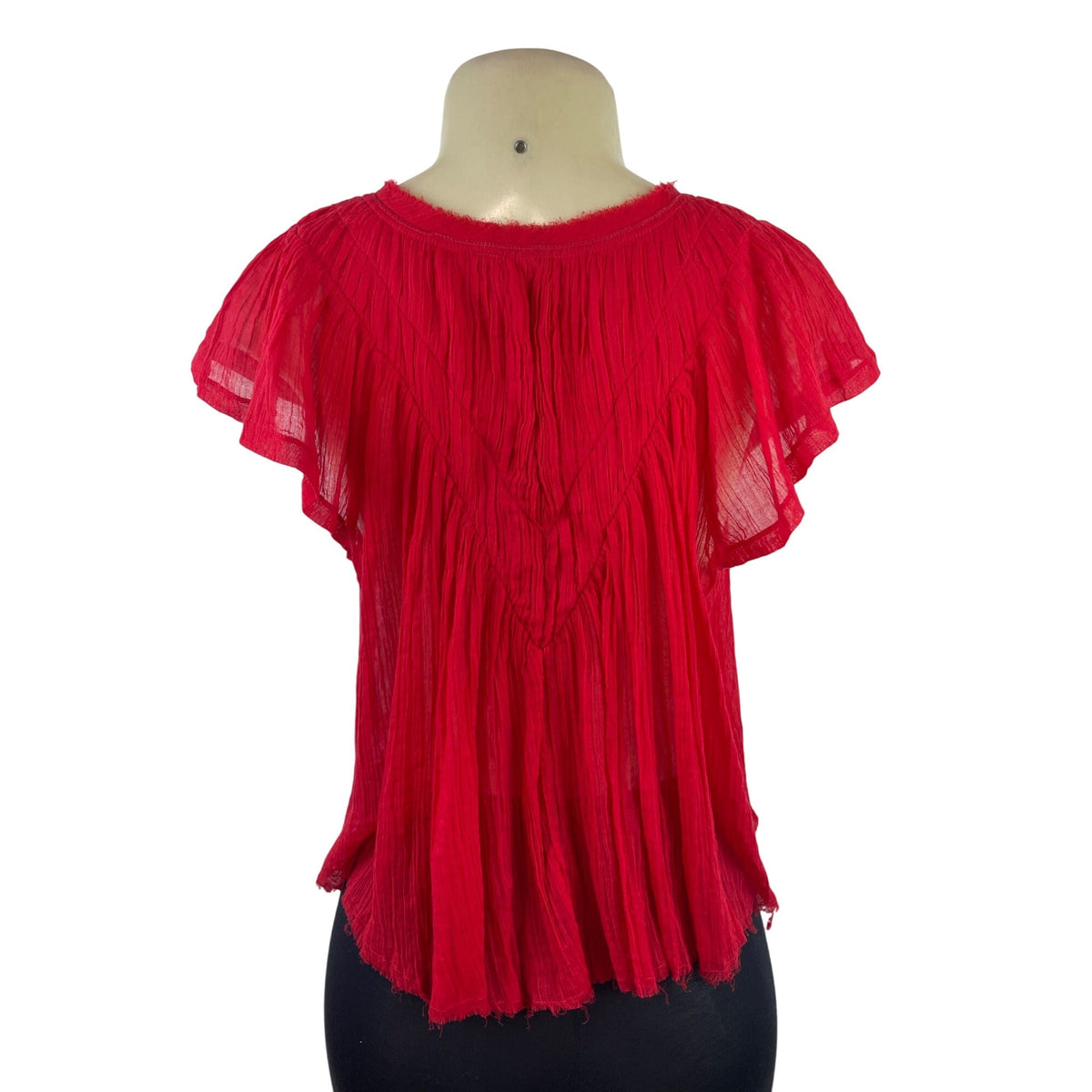 Free People Women's Red FP One Lose & Light Top With Split Neckline Sz S/P