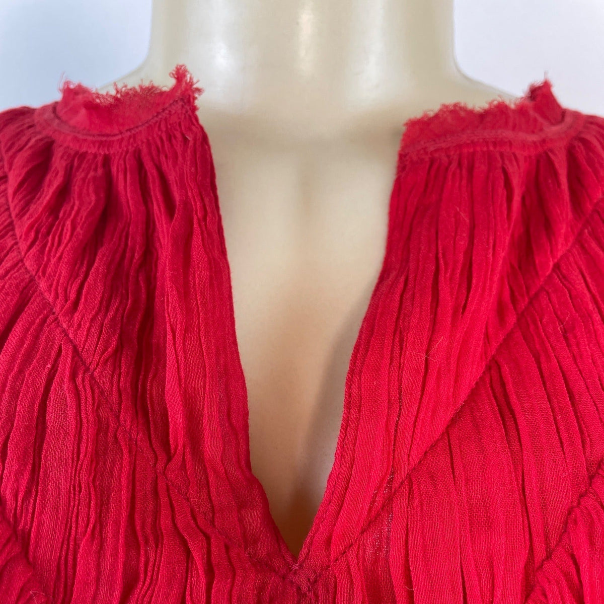 Free People Women's Red FP One Lose & Light Top With Split Neckline Sz S/P