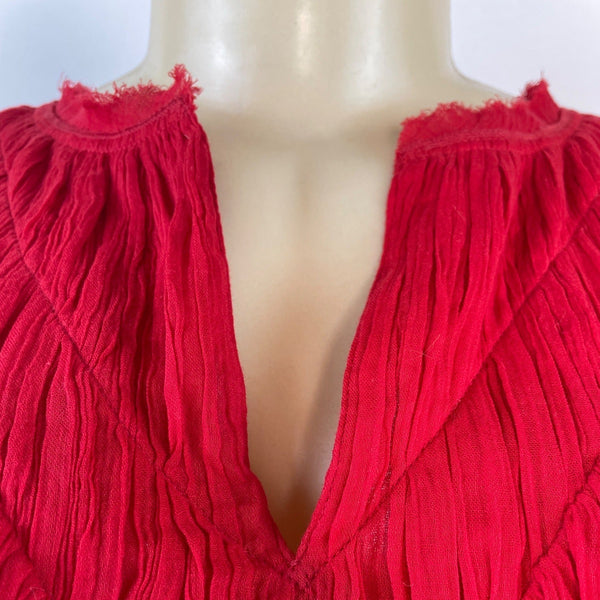 Free People Women's Red FP One Lose & Light Top With Split Neckline Sz S/P