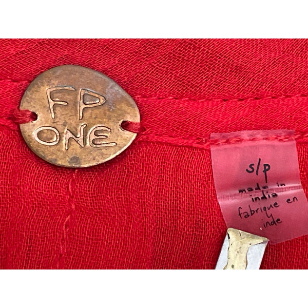 Free People Women's Red FP One Lose & Light Top With Split Neckline Sz S/P