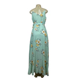Peach Love Women's Teal Tropical Wrap Maxi Dress Sz S