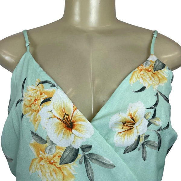 Peach Love Women's Teal Tropical Wrap Maxi Dress Sz S