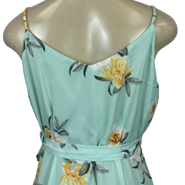 Peach Love Women's Teal Tropical Wrap Maxi Dress Sz S