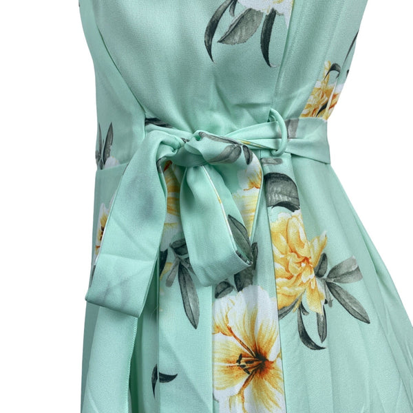 Peach Love Women's Teal Tropical Wrap Maxi Dress Sz S