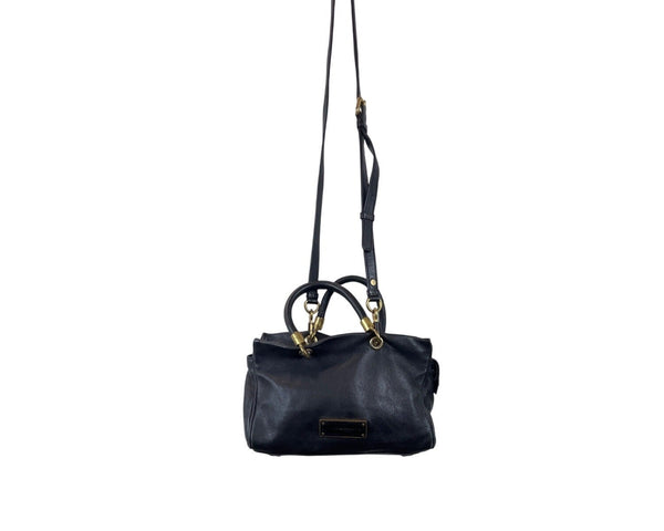 Marc By Marc Jacobs Black Leather Satchel Bag With Gold Hardware