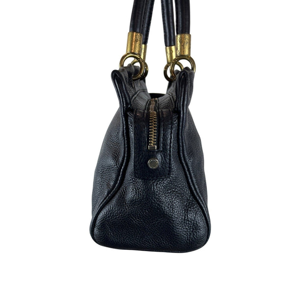Marc By Marc Jacobs Black Leather Satchel Bag With Gold Hardware