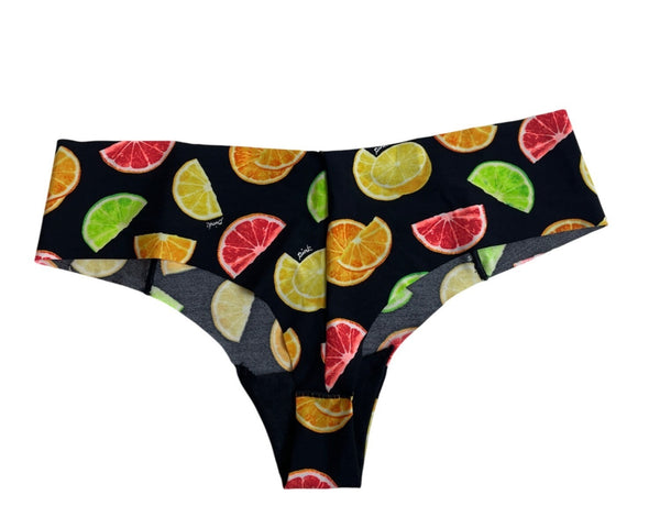 Victoria's Secret Pink Womens Thong Black Fruit Print Underwear Sz M- NEW
