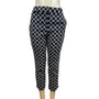 Talbots Women Black & White Geometric Print Cropped Pants With Belt Loops Sz 10P