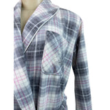 Womens Ralph Lauren Plaid Belted Robe With Pockets Soft Gray & Pink Sz XS