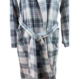 Womens Ralph Lauren Plaid Belted Robe With Pockets Soft Gray & Pink Sz XS