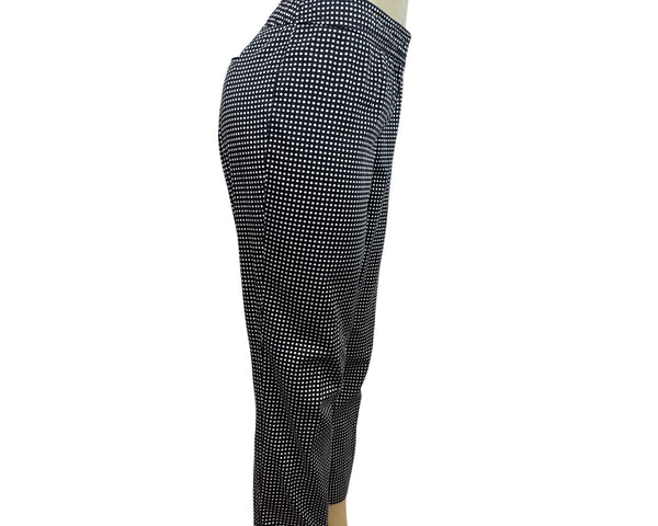 Talbots Women's Black Straight Ankle Pants With White Polka Dots Sz 8
