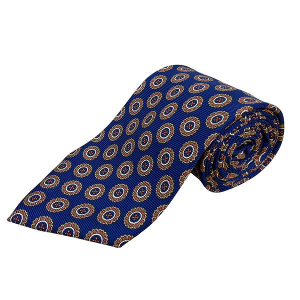 Vintage Brooks Brothers Blue Silk Floral Pattern Tie  Classic Handmade USA
