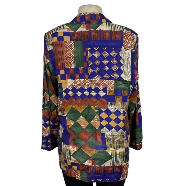 Requirements Women's Multicolor Abstract Print Blazer Size 10