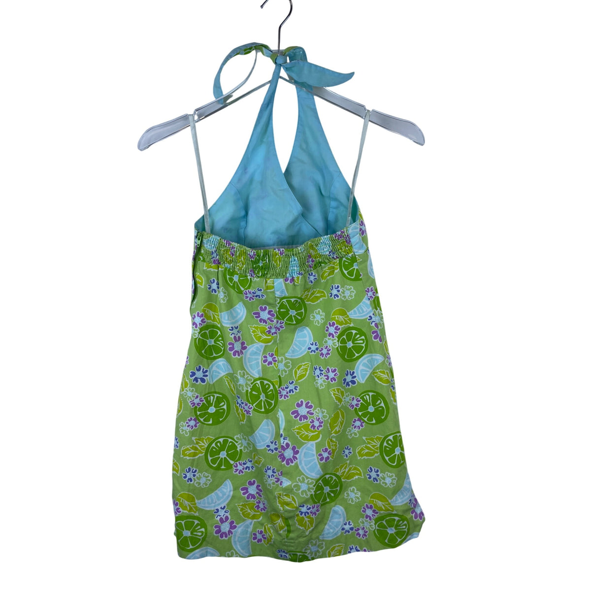 Lilly Pulitzer Womens Green Halter Dress Lime Floral Print Cotton Blend Size 10