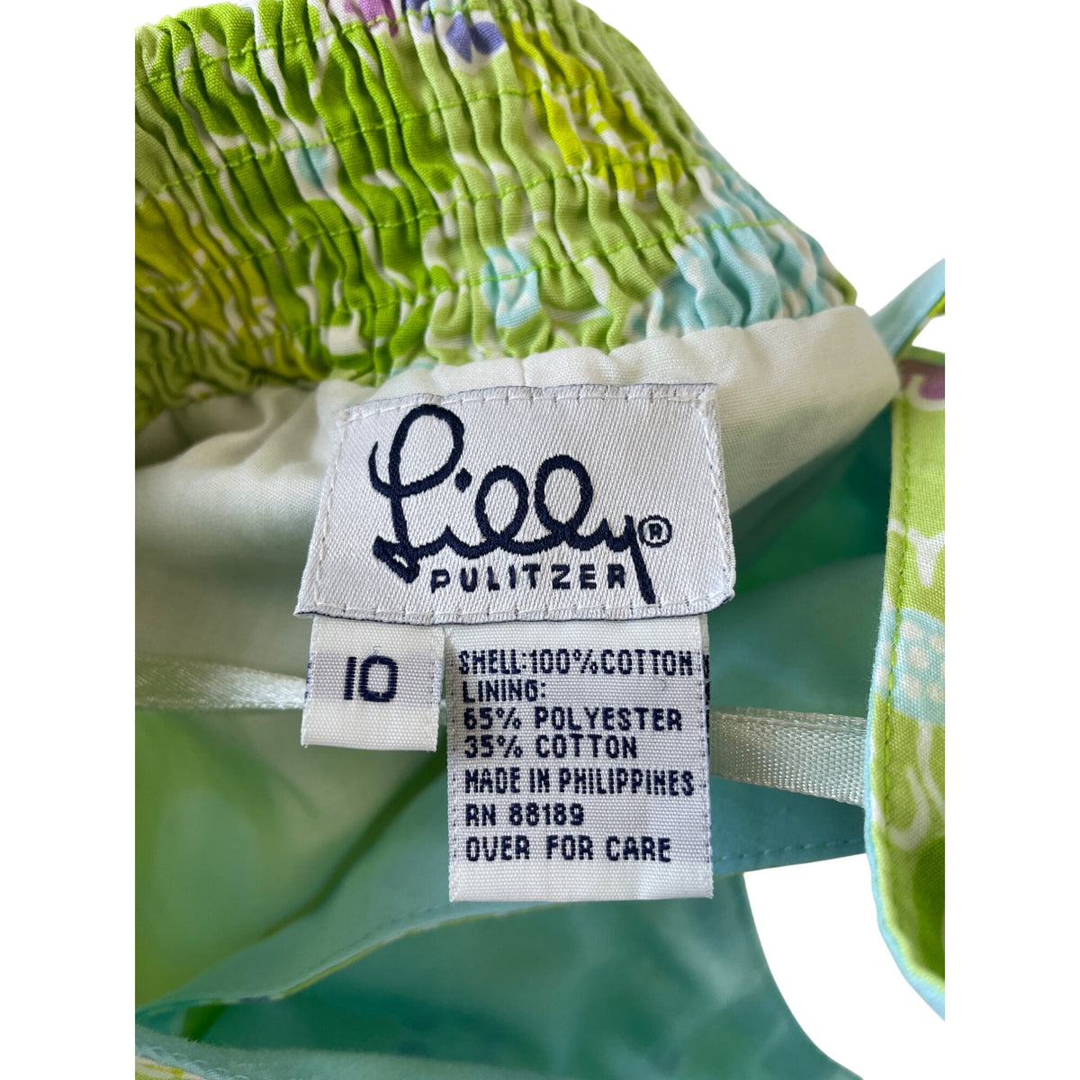 Lilly Pulitzer Womens Green Halter Dress Lime Floral Print Cotton Blend Size 10