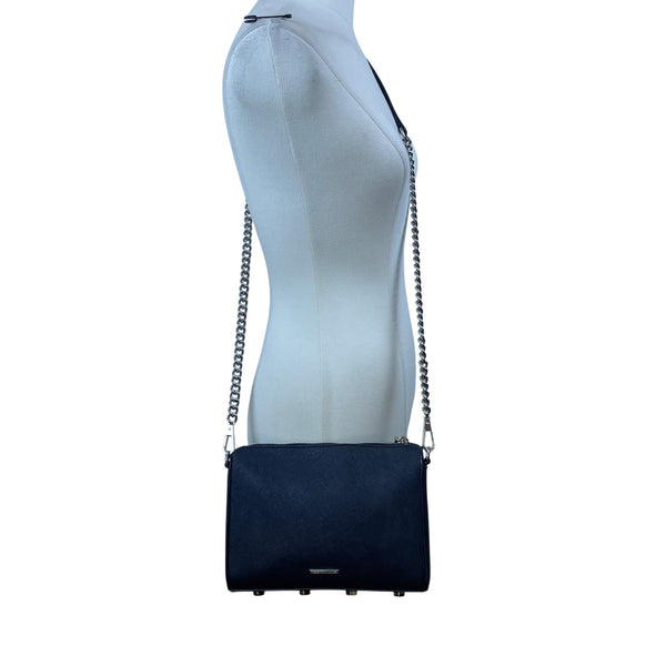 Rebecca Minkoff Women’s Black Leather Chain Strap Compact Design Crossbody  Bag