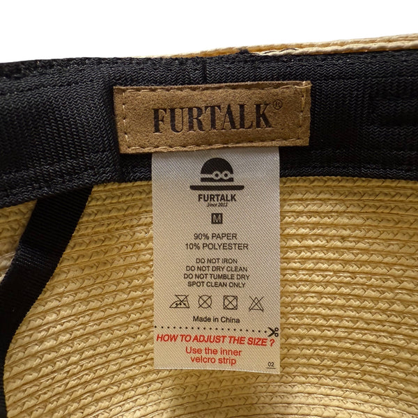 Furtalk Unisex Light Beige Straw Boater Hat M Ribbon Band