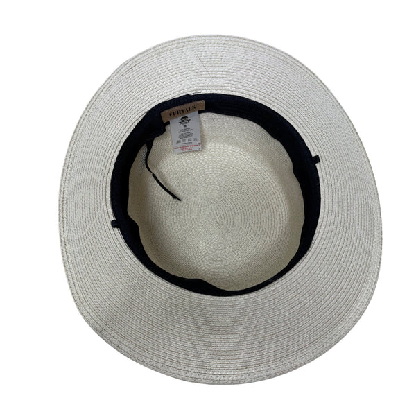 Furtalk Unisex Light Beige Straw Boater Hat M Ribbon Band