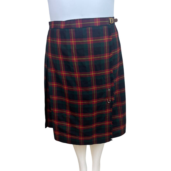 Lauren Ralph Lauren Womens Red & Green Plaid Kilt Skirt With Buckle Size 16