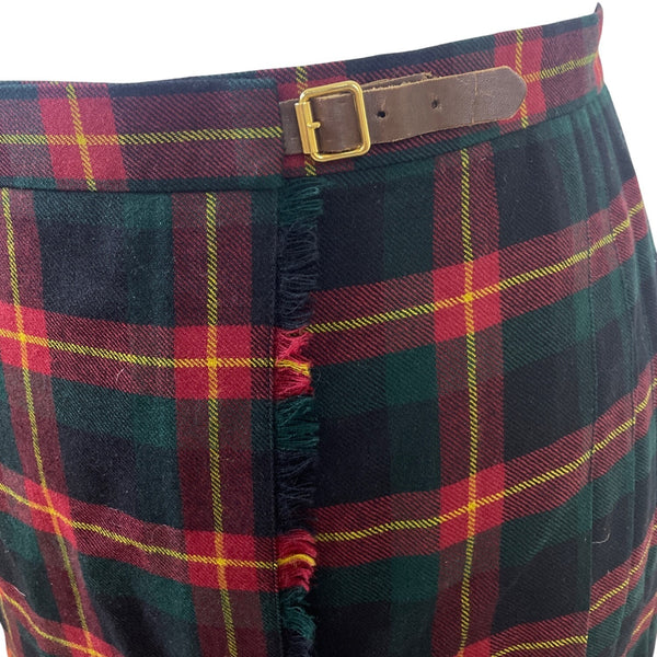 Lauren Ralph Lauren Womens Red & Green Plaid Kilt Skirt With Buckle Size 16