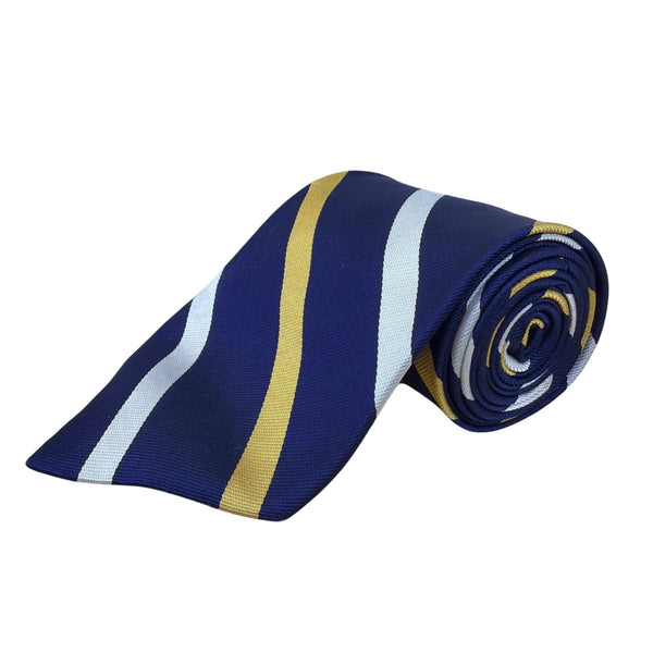 Vintage Brooks Brothers Blue & Gold Striped Silk Necktie 100% Handmade USA