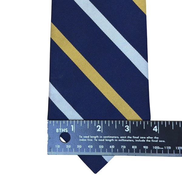 Vintage Brooks Brothers Blue & Gold Striped Silk Necktie 100% Handmade USA