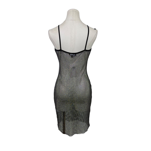 Hot & Delicious Women’s Black Sheer Mesh Dress Stretchy Design Size L - New