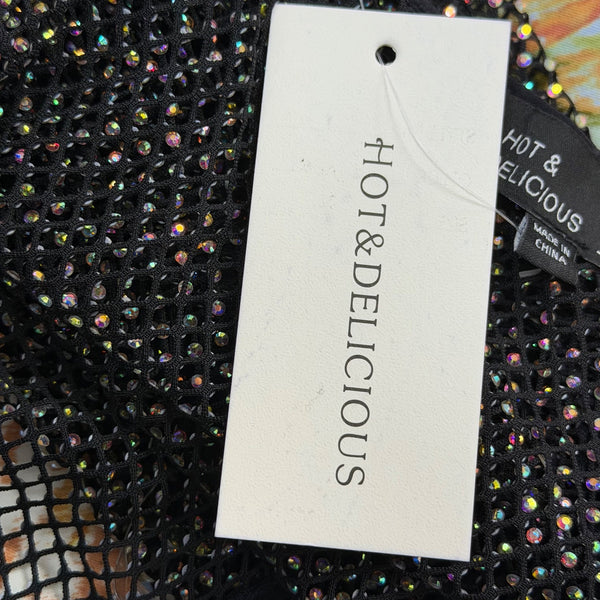 Hot & Delicious Women’s Black Sheer Mesh Dress Stretchy Design Size L - New