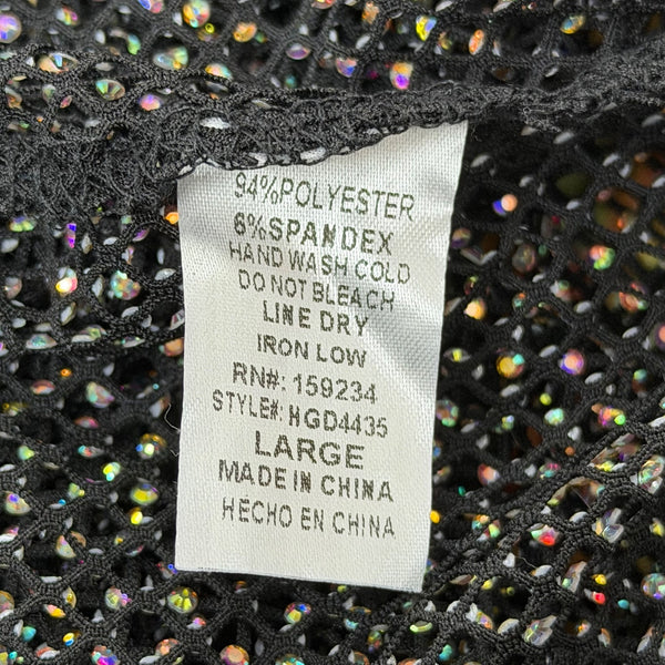 Hot & Delicious Women’s Black Sheer Mesh Dress Stretchy Design Size L - New