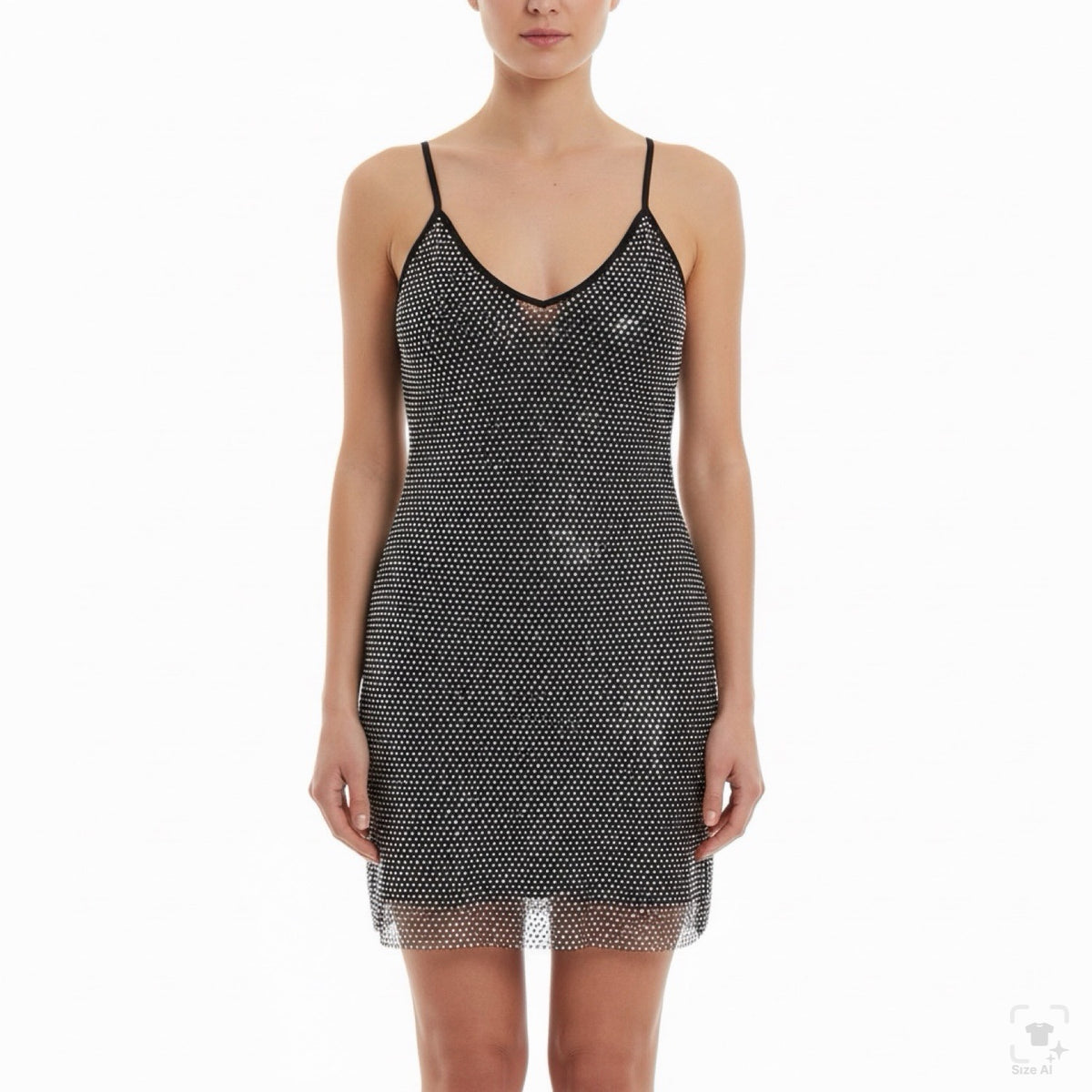 Hot & Delicious Women’s Black Sheer Mesh Dress Stretchy Design Size L - New