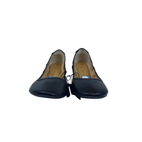 Time And Tru Womens Black Memory Foam Ballet Flats Wide Width Size 8 W Elastic Comfort