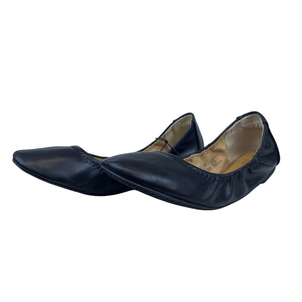 Time And Tru Womens Black Memory Foam Ballet Flats Wide Width Size 8 W Elastic Comfort