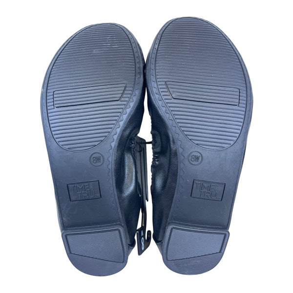 Time And Tru Womens Black Memory Foam Ballet Flats Wide Width Size 8 W Elastic Comfort
