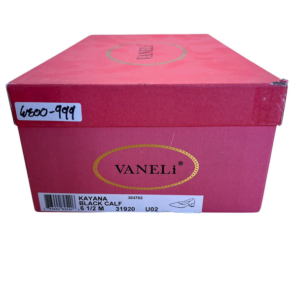 Vaneli Women’s Black Calf Leather Kayana Block Heels Shoes Size 6.5M