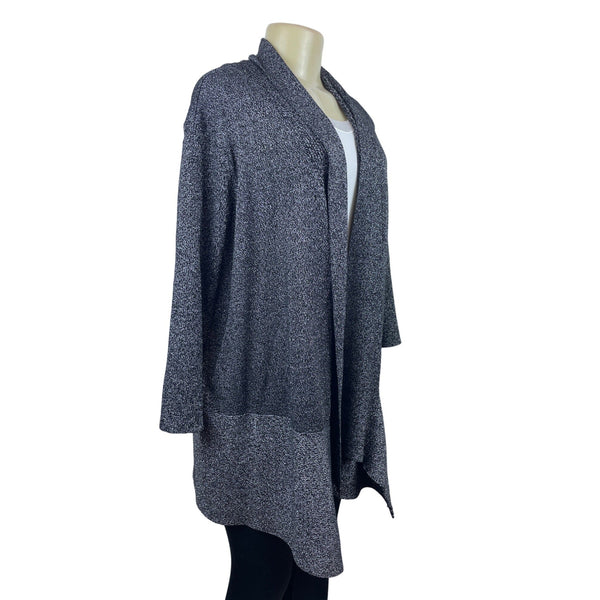 Simply Emma Gray & Black Open Front Textured Knit Womens Cardigan Sz 3x Plus