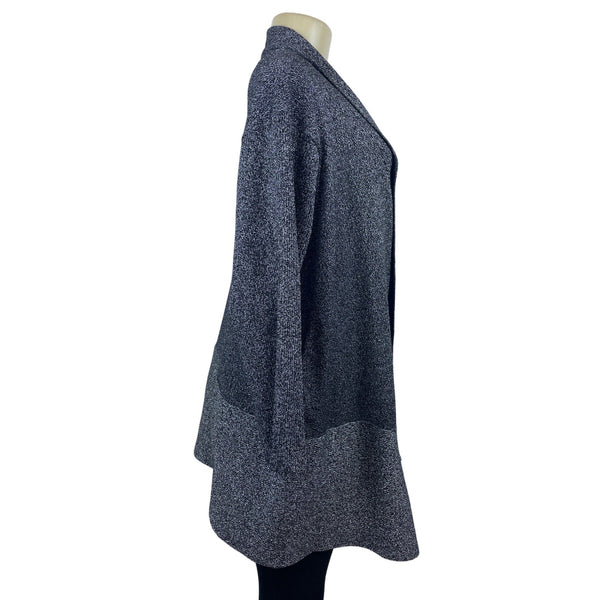 Simply Emma Gray & Black Open Front Textured Knit Womens Cardigan Sz 3x Plus