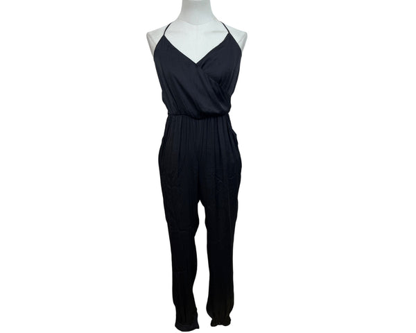 Bardot Black Jumpsuit With Draped Front & Slim Fit Sz 4/XS EUR 36