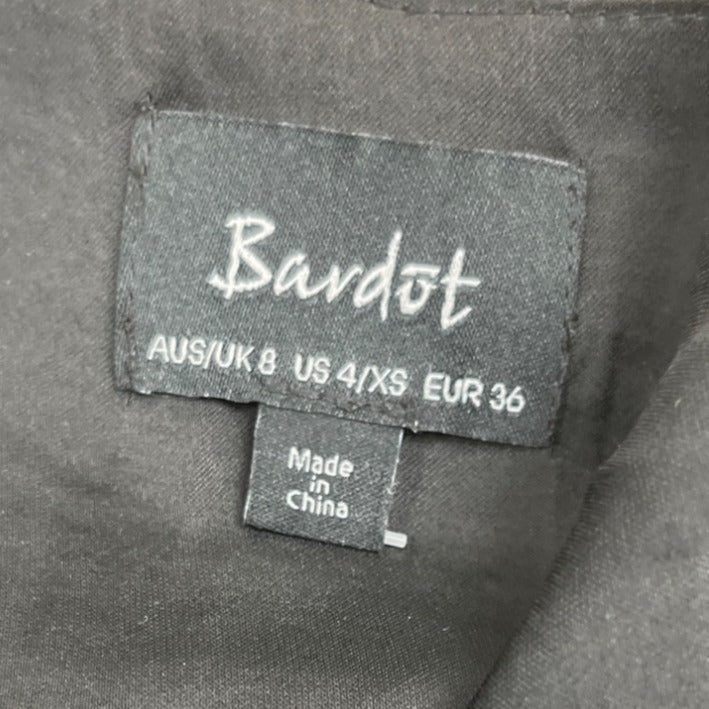 Bardot Black Jumpsuit With Draped Front & Slim Fit Sz 4/XS EUR 36