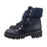 Steve Madden Womens Black Leather & Faux Fur Lined Receptive Ankle Boots Sz 7.5