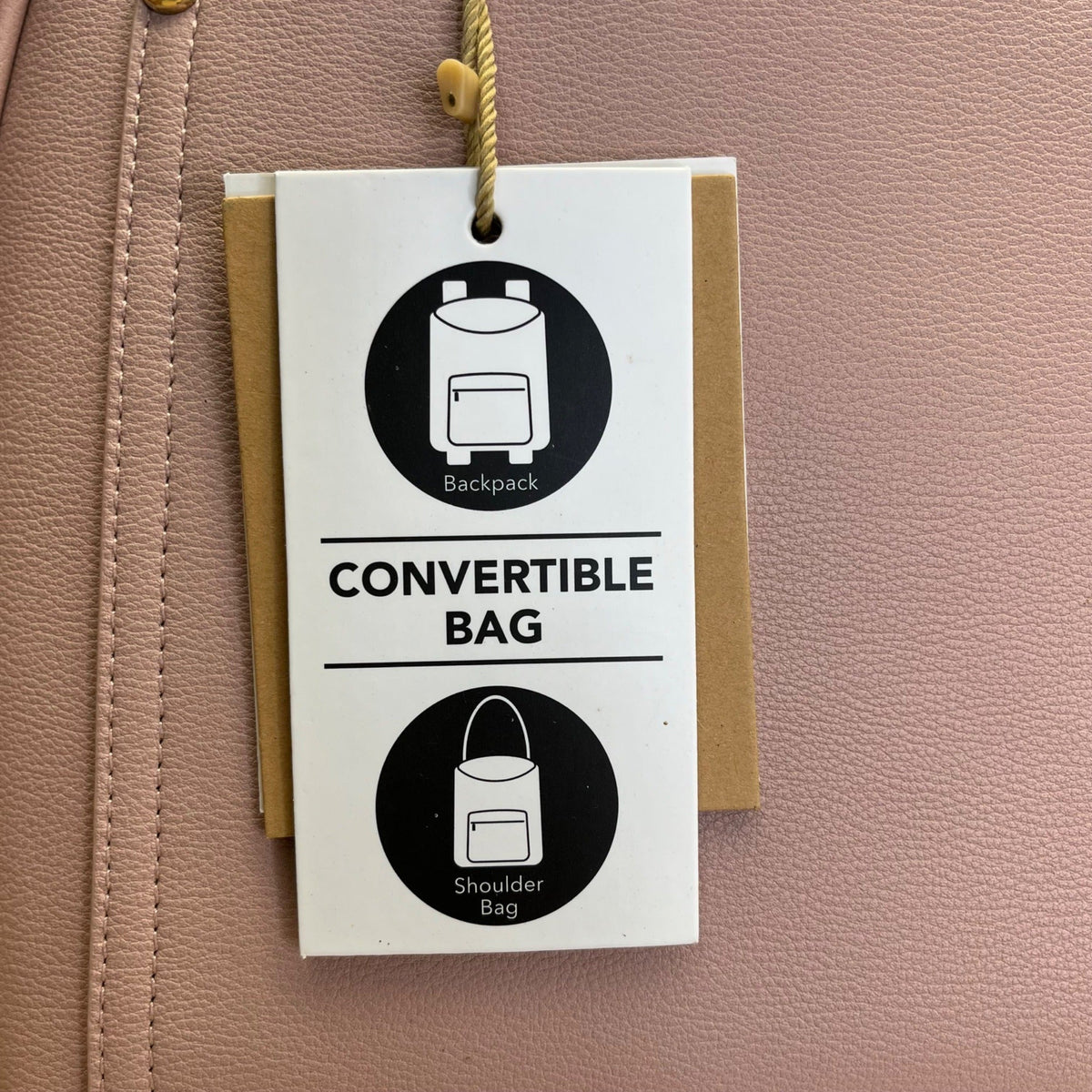 Mistique Pink Gold Accents Vegan Leather Convertible Backpack & Shoulder Bag