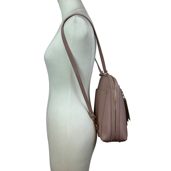 Mistique Pink Gold Accents Vegan Leather Convertible Backpack & Shoulder Bag