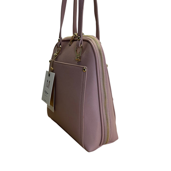 Mistique Pink Gold Accents Vegan Leather Convertible Backpack & Shoulder Bag
