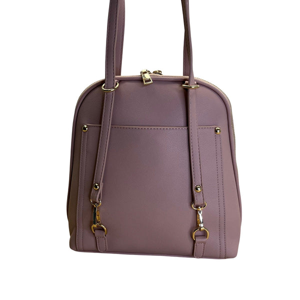Mistique Pink Gold Accents Vegan Leather Convertible Backpack & Shoulder Bag