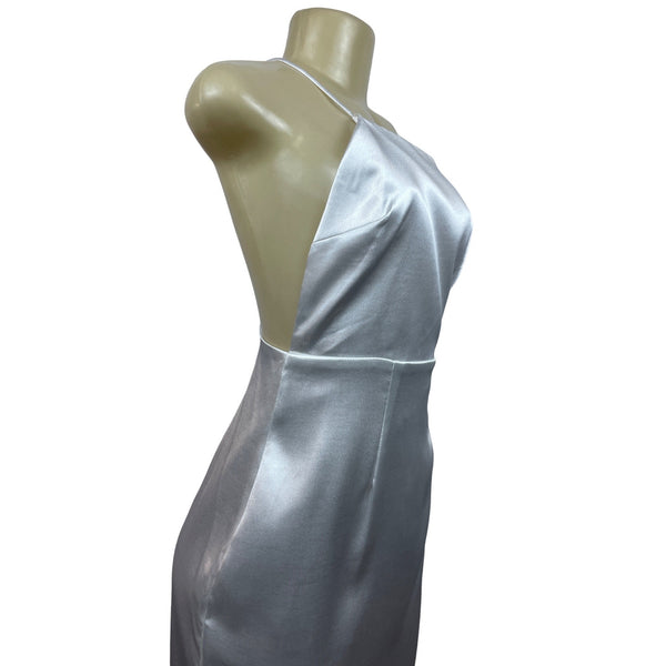 Lulus White Satin Midi Dress With Spaghetti Straps & Open Back Design Size M