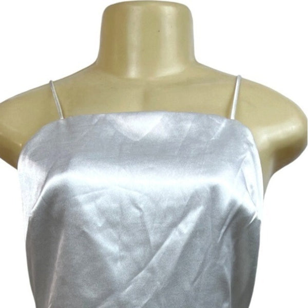 Lulus White Satin Midi Dress With Spaghetti Straps & Open Back Design Size M
