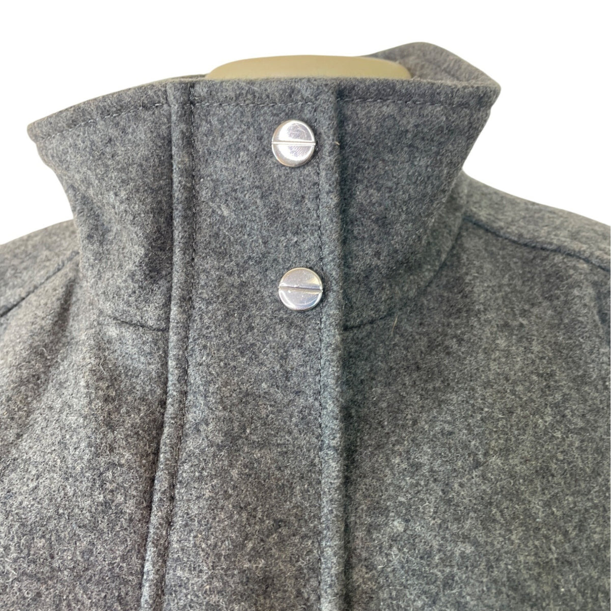 Kenneth Cole Womens Grey Long Coat With High Collar & Zipped Sleeves Sz 16