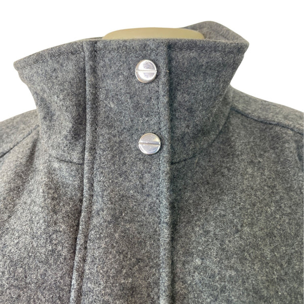 Kenneth Cole Womens Grey Long Coat With High Collar & Zipped Sleeves Sz 16