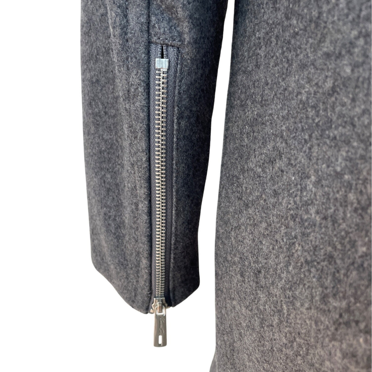 Kenneth Cole Womens Grey Long Coat With High Collar & Zipped Sleeves Sz 16
