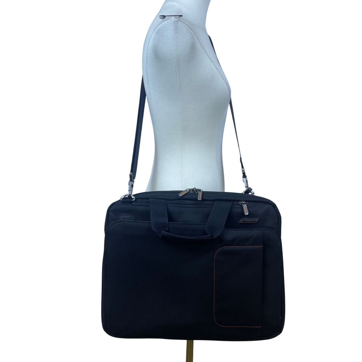 Briggs & Riley Mens Black Nylon Adjustable Strap Spacious Laptop Briefcase Sz L